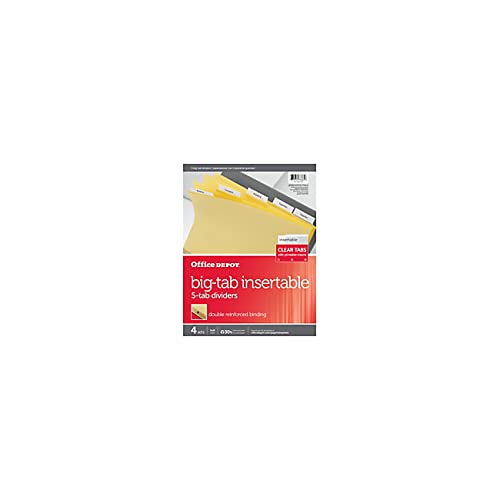 أوفيس ديبوت Office Depot - مجلدات الملفات - فواصل قابلة للإدراج مع علامات تبويب كبيرة، برتقالي، علامات تبويب شفافة، 5 علامات تبويب، مجموعات - فواصل قابلة للإدراج مع - Image 1